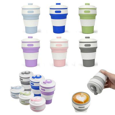 China Viable Collapsible Coffee Mug With Lids Folding 11.8OZ Reusable 350ML Silicone Travel Portable Cup For Office Outdoor Camping for sale