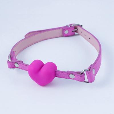 China High Quality BPA Free Leather and Silicone Bondage Gag, FBA Service Mouth Gag, New Design Soft Ball Gag for Adult Game for sale