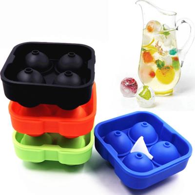 China Viable Ice Cube Around 4 Pcs Ice Ball Ice Cube Tray Silicone Ice Mold For Vacation Or Home Use for sale