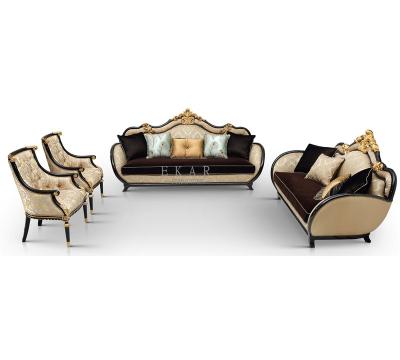 China High End Luxury Antique Fabric Living Room Royal Classic Wooden Wood Carved View Sofa Set Arabic Sofa Set Majlis for sale