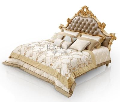 China Mid Century Royal Classic Quality Bedroom Furniture Set High Headboard King Size Frame Antique Wooden Carved Bed With Bed Side Table for sale