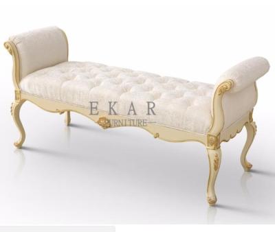 China Color Can Be Changed Color Can Be Changed Royal Luxury French Stool Bed Design Style White Bedroom Sofa Bench Seat for sale