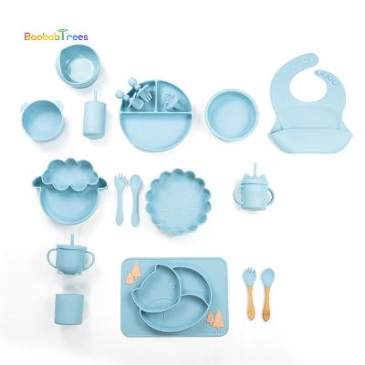 China BPA Free Wholesale Supplies Silicone Dinner Supplies Baby Bib Spoon Bowl Feeding Set Cup for sale