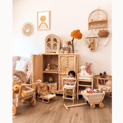 China Handmade Rattan Baby Wardrobe Storage Sunflower Pattern Traditional INS New Design For Children for sale