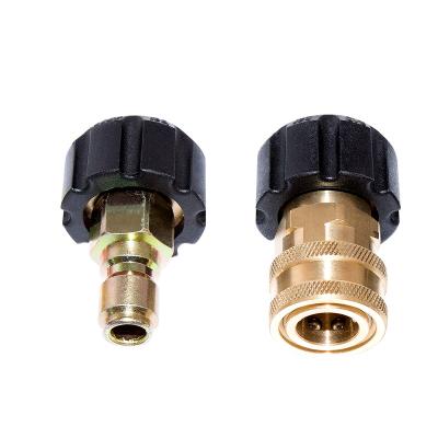 China Brass Swivel Nut Adapter M22 Hose Fitting Hotels Max 4500PSI Brass Plated Steel High Pressure Connector for sale