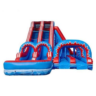 China Giant Inflatable Water Slide Double Lane Outdoor Playground Slide N Slide Inflatable Water Slide City For Adult for sale