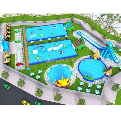 China Giant PVC Tarpaulin Inflatable Pool With Slide Commercial Inflatable Water Park Customized for sale