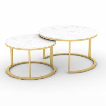 China (Others)Adjustable Furniture Tray Metal Nordic Sets Mirrored Coffee Table Black Home Living Room Round Luxury Gold Marble Modern Side Coffee Table for sale