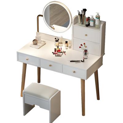 China High Quality Nordic Modern Simple Designs Convertible Dressing Table Frame Light OEM Luxury White Steel Wooden Box Black Mirror Wood Style for sale