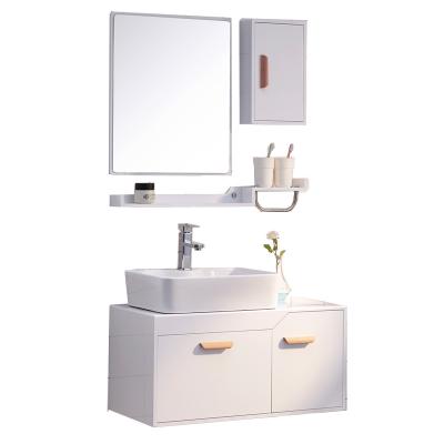 China Factory Price Modern Chinese Modern PVC Bathroom Vanity Wall Mounted Waterproof Cabinet With Wash Basin for sale