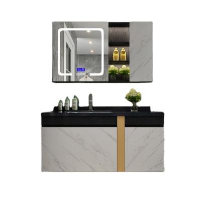 China New Design Modern Light Luxury Plywood Vanity Bathroom Cabinet With Mirror for sale