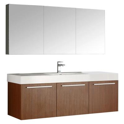 China Modern Wall Hung Vanity Tall MDF Vanities With 3 Door Countertop Ceramic Basin Combo for sale