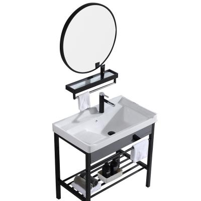 China Modern Bathroom Cabinet Furniture Floor Stand Modern Ceramic Basin Stainless Steel for sale