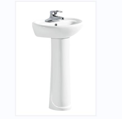 China Modern White Ceramic Stand Pedestal Wash Basin for Bathroom for sale