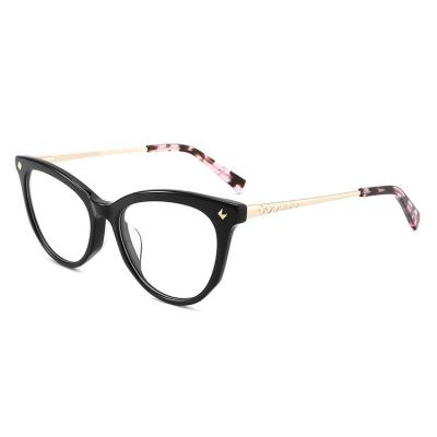 China Protect Eyes From Sunshine New Arrival Acetate Cat Eye Frames Fashion Hot Sale Metal Frame Optical Glasses Eyewear 2021 for sale