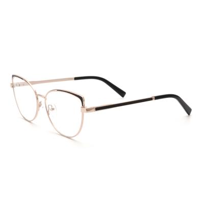 China Protect Eyes From Sunshine Hot Sale Optical Frames Glass Acetate Eyeglass Frame Cat Eye Classic Stainless Metal Glasses for sale