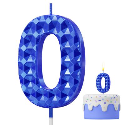 China Birthdays Diamond Number Candle Birthday Candle Luxury Multi Color Digital Birthday Candle Blue for sale