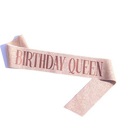 China Hot Beauty Decorations 2022 Birthday Party Sash Set Rose Gold Powder Cloth Shoulder Sash Birthday Girl Sash Set for sale