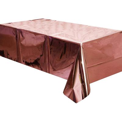 China 2022 New Party Pleasant Table Covers Wedding Disposable Bright Aluminum Foil Champagne Gold Gloss Party Tablecloth Table Cloth for sale