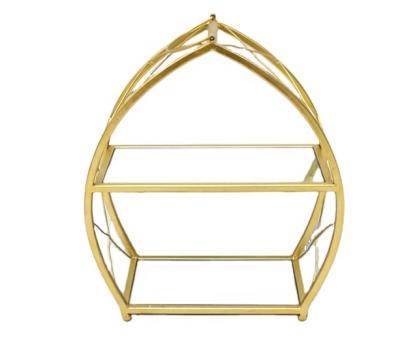 China Luxury Tabletop Products Mirror Metal Gift Storage Jewelry Rack Display Gold Home Decorative Superior Traditional Elegant Handcrafted Rack for sale