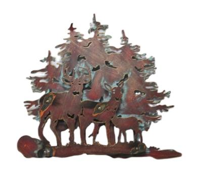 China Art Deco Decorative Home Ornaments Wall Laser Cut Artistic Deer Pine Country Traditional Home Decor Hanging Hot Selling High Quality for sale