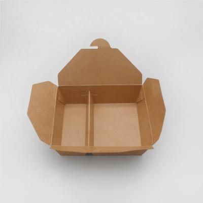 China #8 Hot Sale Food Grade Takeway Food Box Printed Kraft/Bamboo Paper Lunch Box Take Away Lunch Packing Boxes Te koop