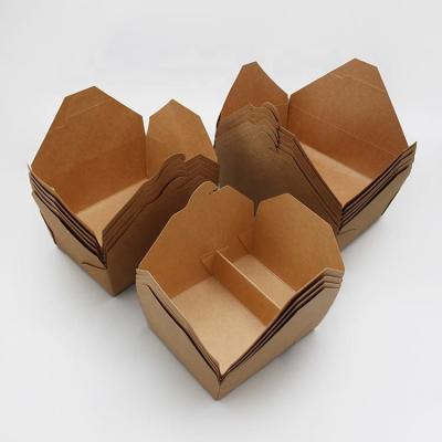 China #3 Factory Wholesale Disposable Fast Food Takeout Box Biodegradable Kraft Paper Box Kraft Paper Lunch Box à venda