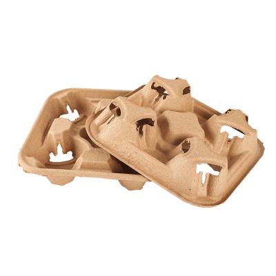 China Pulp cup holder coffee paper cup tray 4 cup paper cardboard tray holder carrier à venda