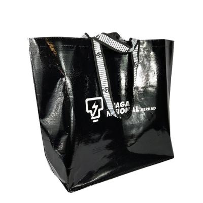 China Bolsas ecologicasl custom logo bopp laminated recycled pp woven shopping tote bag with round bottom en venta