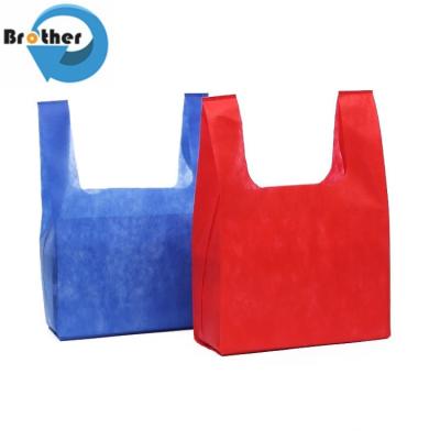 China Logo Print 100% PP Nonwoven Fabric Raw Material for Non Woven Shopping Bags T-Shirt Bags W-Cut Bags Vest Bags for sale