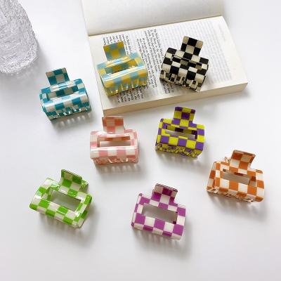 China News Board Fashion Acetate Grid Claw Thick Hair Clip Girls Soft Simple Hair Clip For Women for sale