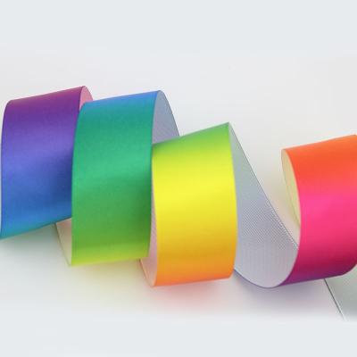 China 38mm Rainbow Color Print Satin Viable Ribbons for sale