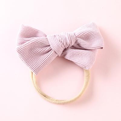 China Cute Baby Bow Baby Corduroy Hairband Nylon Kids Headband for sale