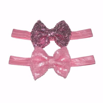 China Good for Hair Wholesale Bow Sequins Skin Contact Baby Headband Baby Elastic Headband for sale