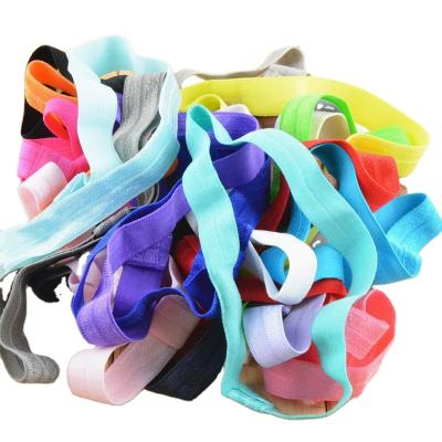 China Good For Skin Contact 36 Colors Stock 1.5cm Wide Baby 18cm Long Shiny Fold Over Elastic Headband Baby Headband Components for sale