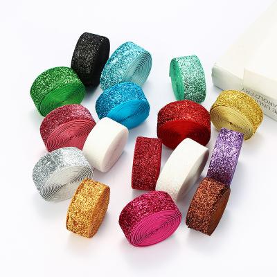 China Factory wholesale non-elastic decoration shiny glitter high tenacity velvet metallic ribbon for sale