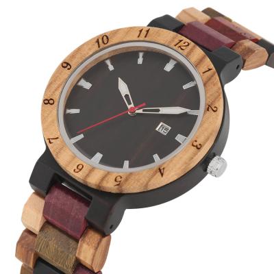 China Wholesale Water Resistant Atmosphere Water Resistant 3 Movement Japanese Mineral Glass Wood Strap Wood Watch For Man for sale