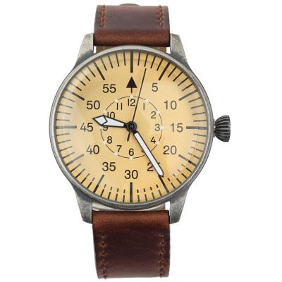 China Water Resistant WYGICOO Sapphire Crystal German Men's Vintage OEM Steel Pilot Watch for sale