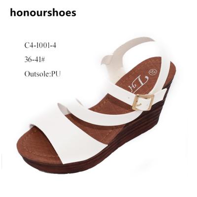 China PU Slope With The Latest Design Summer Sandals Wholesale PU Sandals For Women 2017 for sale