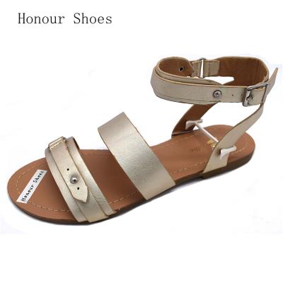 China Beautiful TPR Latest Fashion Shoes Flat Leather Fancy Sandals for sale