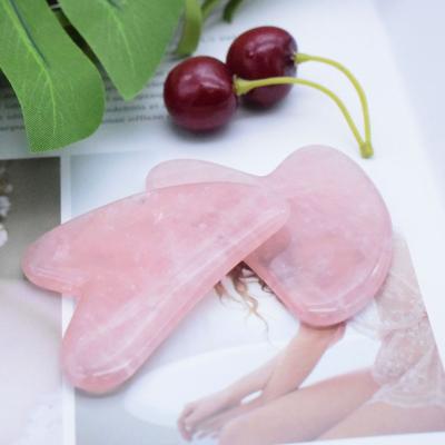 China Hand-Helded Natural Rose Quartz Guasha Plate Jade Gua Sha Stone Panel Massage Face Massager Scrapers Tools For Face Neck Back Body for sale