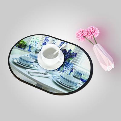 China Oil Painting Style Waterproof Heat Insulation Table Mats Coasters Custom Placemats Pvc Printed Coaster for sale