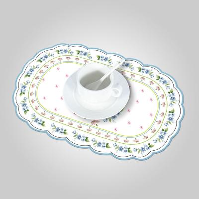 China Design Waterproof Flower Shape Table Dish Pe-nonwoven Support Place Mat for sale