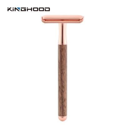 China Eco Friendly Reusable Wooden Twin Blade Razor Razor Zero Waste Safety Razor for sale