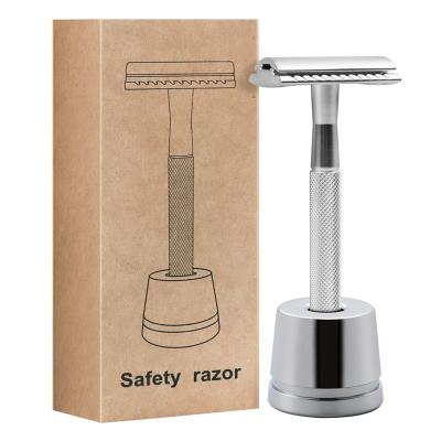 China Single Blade Ready To Ship Matte Black Metal Handle Razor Safety Razor Eco-friendly Aluminum Holder For Shaving Kit for sale