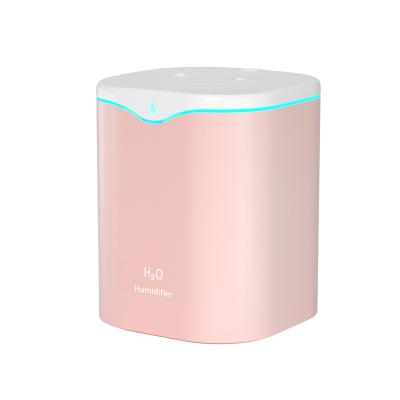 China 2L Car Home Bedroom Double-Spout Air Humidifier USB LED Atmosphere Night Light Desktop Humidifier Ultrasonic Cold Mist Diffuser for sale