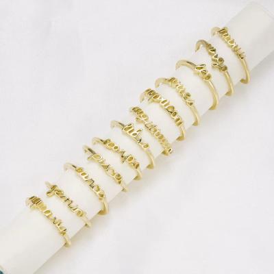 China FASHIONABLE Sliver Gold Zodiac CHUHE Ring Horoscope Alphabet Ring Fashion Open Constellations 12 Rings for sale