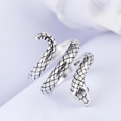 China FASHIONABLE Vintage Distressed Jewelry Punk Snake Shaped Adjustable Ring Cobra Opening Ring Sliver Snake Ring for sale