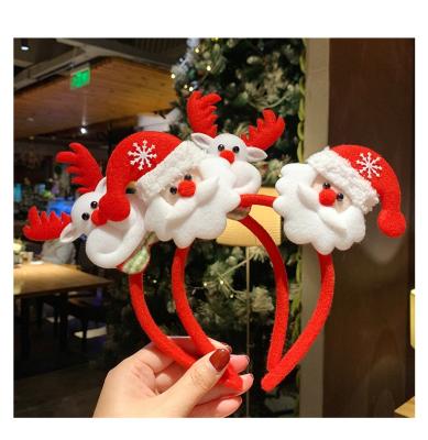 China Santa Deer Snowman Bear Christmas Cozy Soft Party Decoration Christmas Hair Band Cartoon Headband Adult Children Red Hair Circle for sale