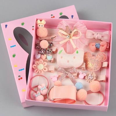 China Cute Exquisite Children's Hair Accessories Set Cartoon Hair Tie Hairpin 18 Pieces Set Exquisite Hair Accessories Gift Box for sale